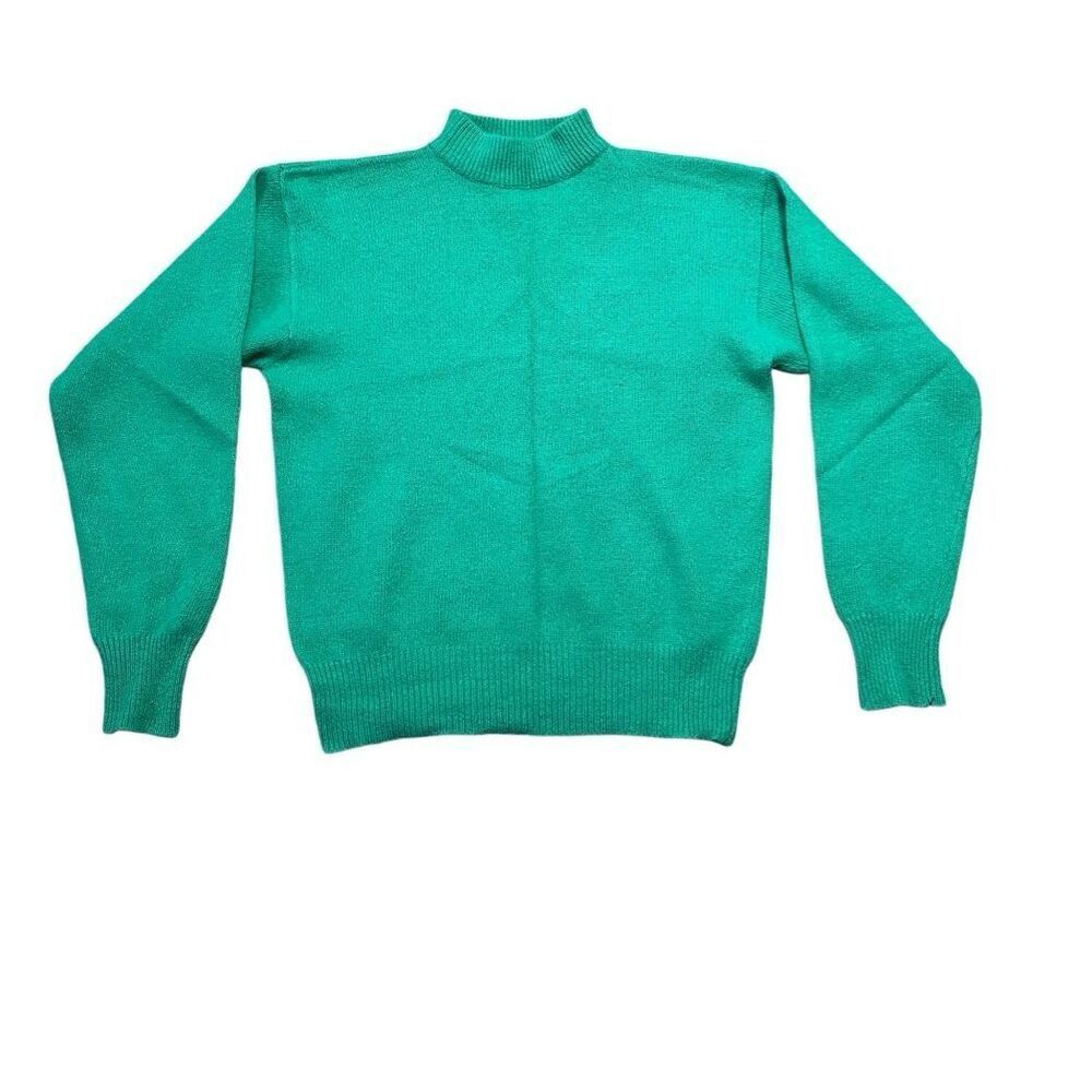 Vintage Lambswool& Rabbit Hair Sweater Women’s Small Turtleneck Green Knit Top